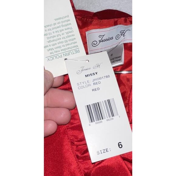 JESSICA HOWARD RED SLEEVELESS RUFFLE TRIM‎ NECKLINE DRESS Size 6 NWT - Picture 4 of 12